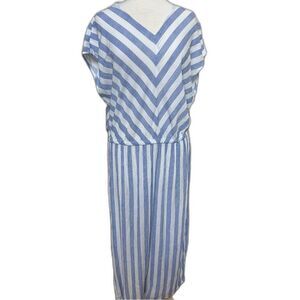 Coastal Nautical Blue/White Chevron Sleeveless Jumpsuit by Catherines - Plus 18W